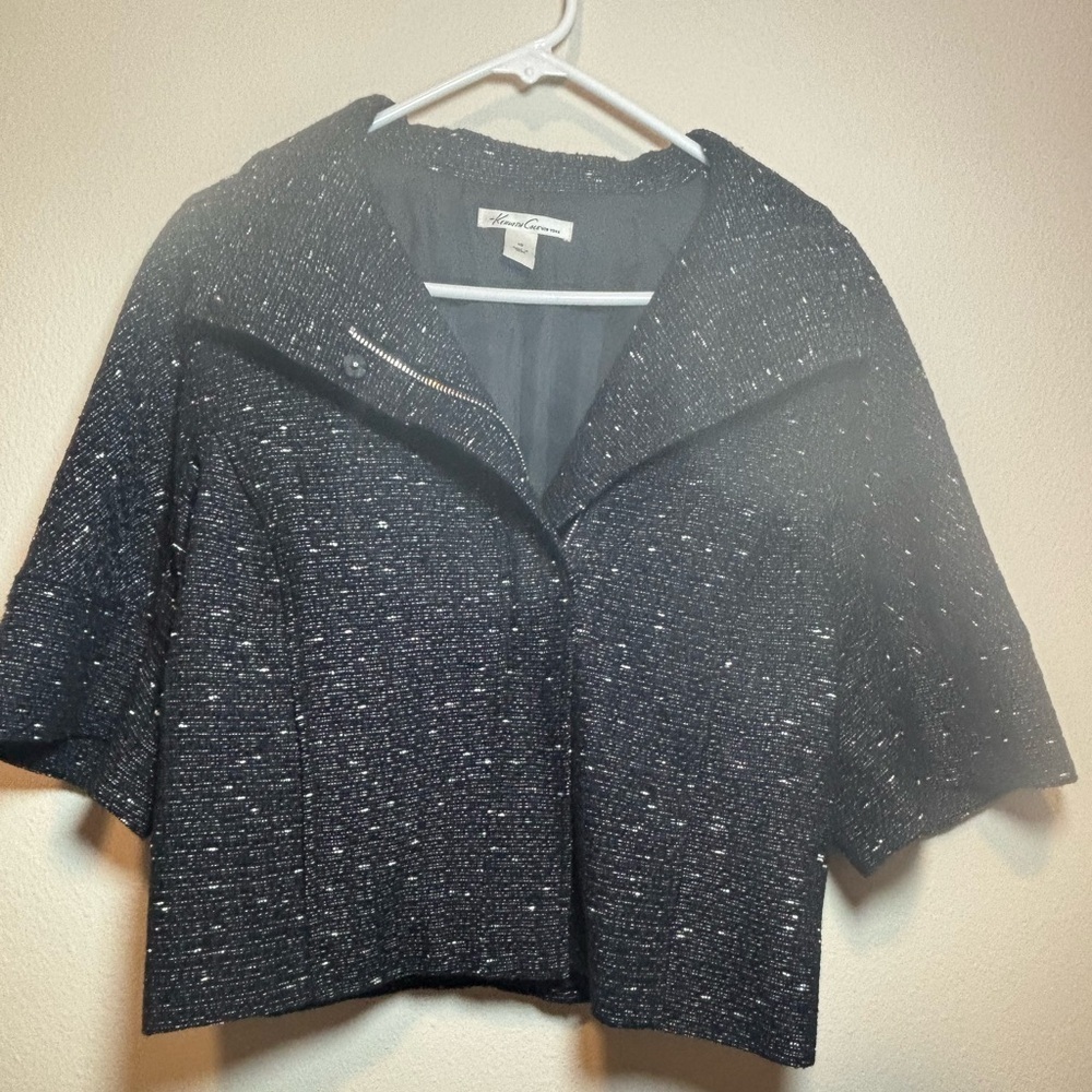 Kenneth Cole New York Jacket Suit Glitter Women  Sz 10 Black Woman‎ Short Sleeve